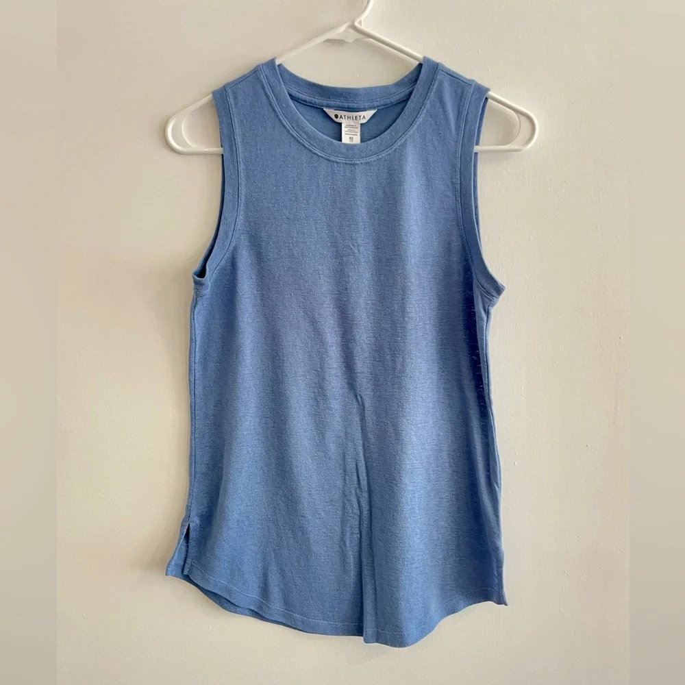 Athleta Breezy Sleeveless Light Blue Tee Tank, Size XS - Picture 1 of 5